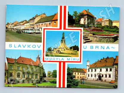 Pohlednice Slavkov u Brna koláž Mohyla Míru (M28131)