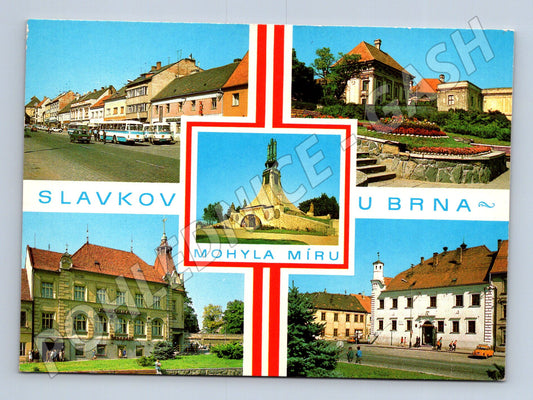 Pohlednice Slavkov u Brna koláž Mohyla Míru (M28131)