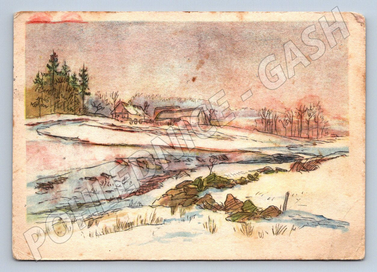 Postcard B Matějička Christmas drawing 1957 (M2814)