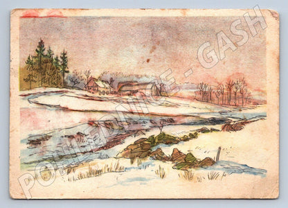 Postcard B Matějička Christmas drawing 1957 (M2814)