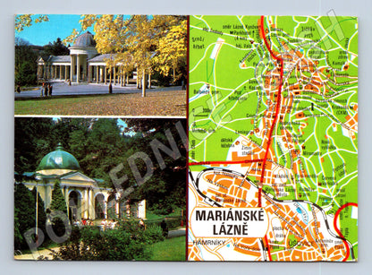 Pohlednice Mariánské Lázně kolonáda mapa 1984 (M28140)