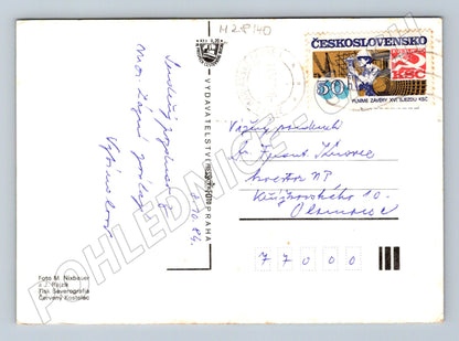 Pohlednice Mariánské Lázně kolonáda mapa 1984 (M28140)