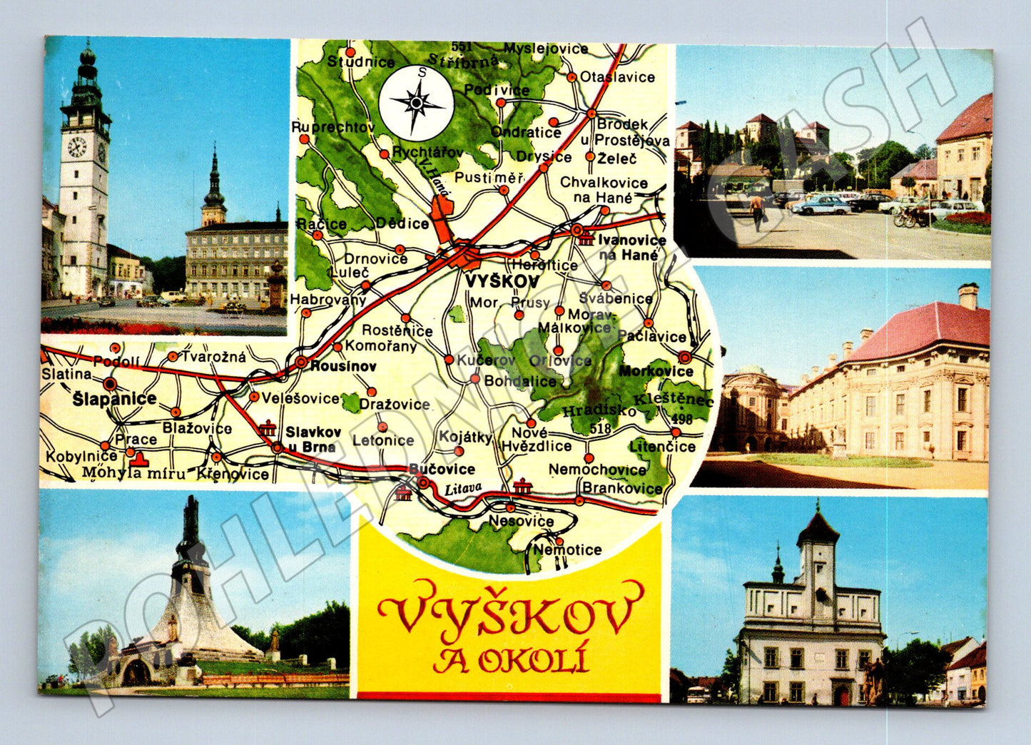 Pohlednice Vyškov a okolí mapa koláž (M28143)