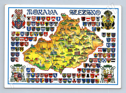 Pohlednice Morava Slezsko mapa erby (M28144)