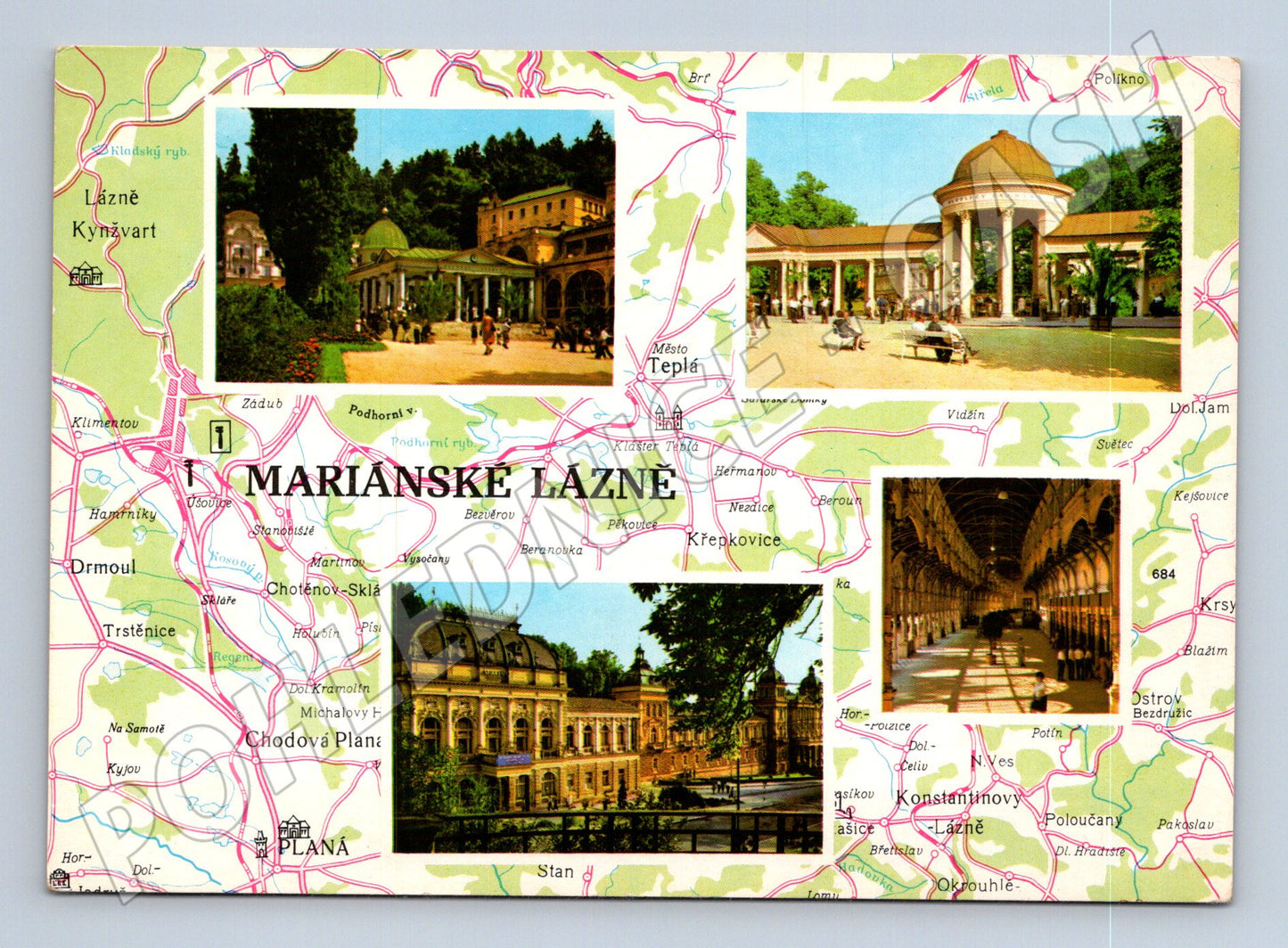 Pohlednice Mariánské Lázně multiview mapa (M28145)