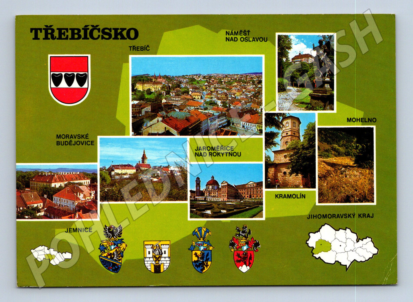 Pohlednice Třebíčsko koláž měst a zámků 1979 (M28148)