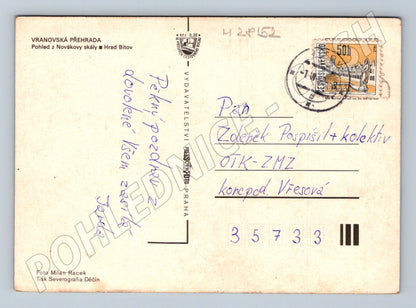 Pohlednice Vranovská přehrada hrad Bítov 1987 (M28152)