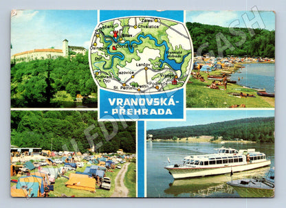 Pohlednice Vranovská přehrada Hrad Bítov kemp loď 1982 (M28153)