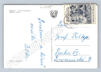 Pohlednice Osečná Lázně Kundratice lázeňský dům 1958 (M28155)