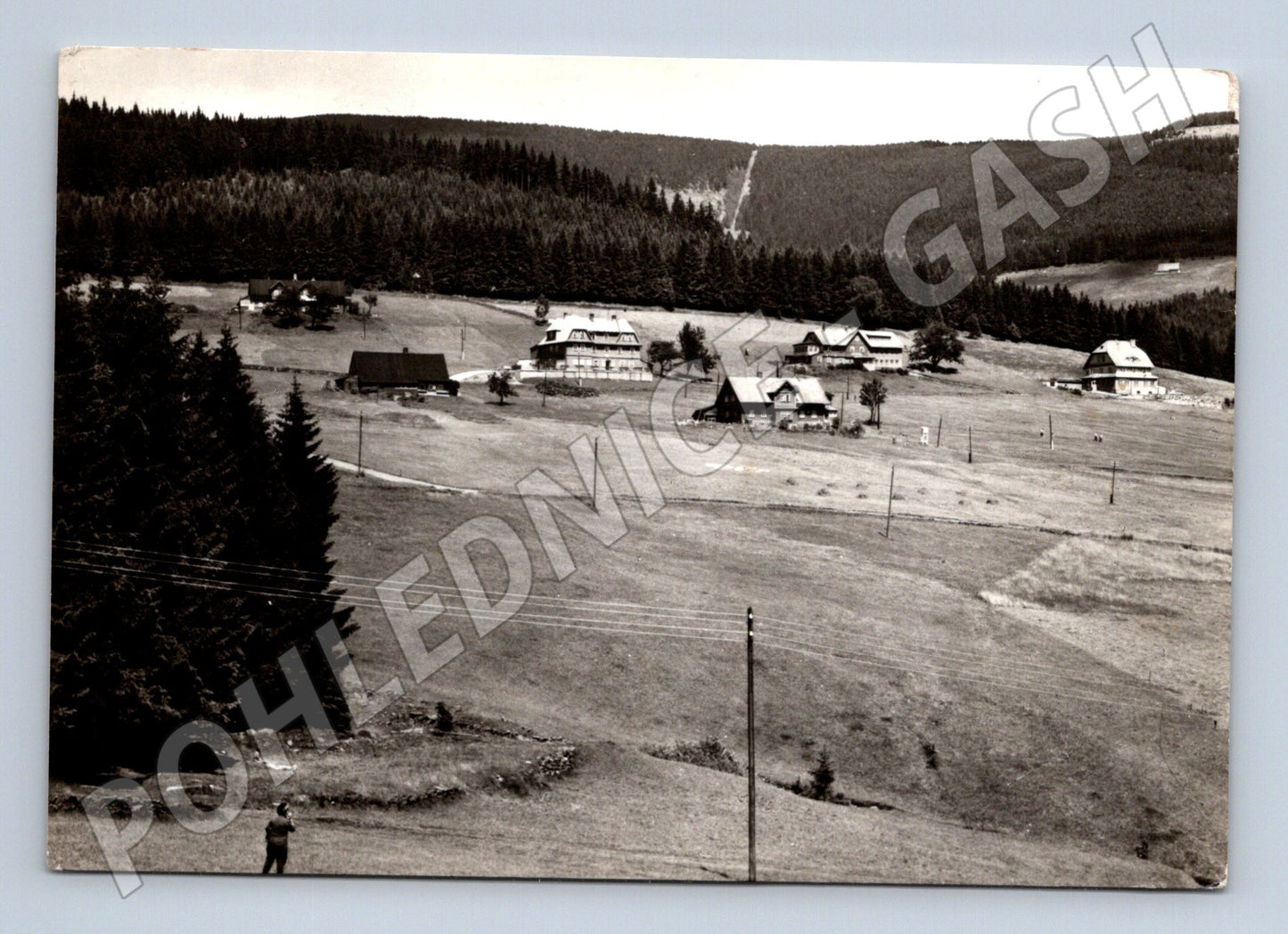 Pohlednice Pec pod Sněžkou Krkonoše domy krajina 1970 (M28162)