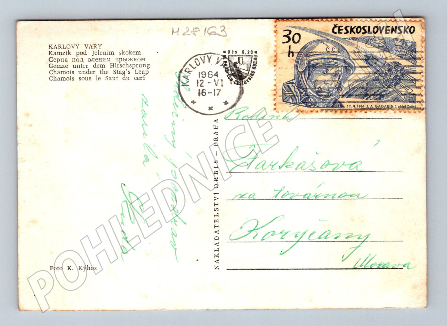 Pohlednice Karlovy Vary Kamzík pod Jelením skokem 1964 (M28163)