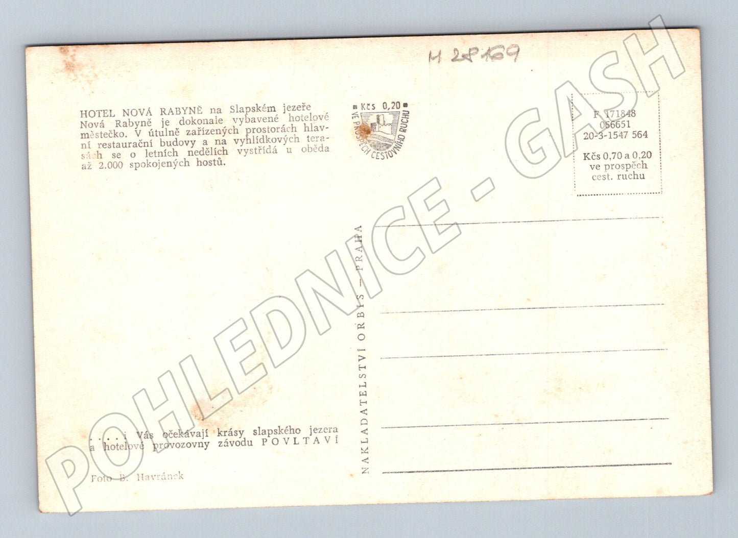Pohlednice Nová Rabyně Slapské jezero hotel interiér 1947 (M28169)