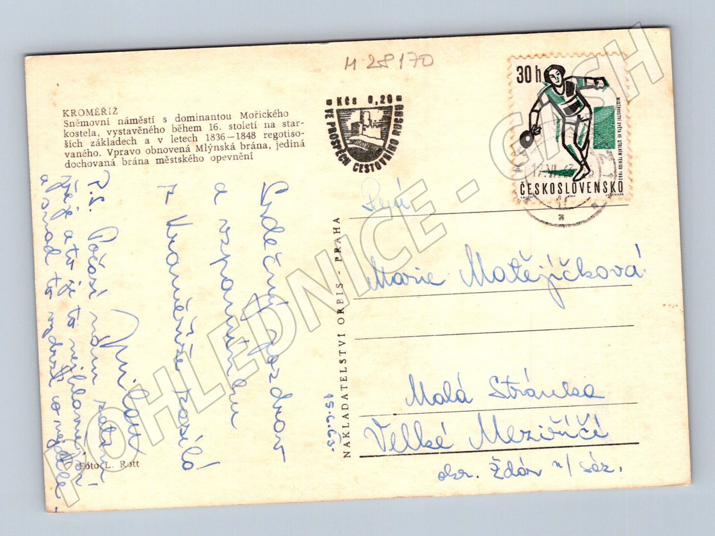 Pohlednice Kroměříž Sněmovní náměstí 195x (M28170)