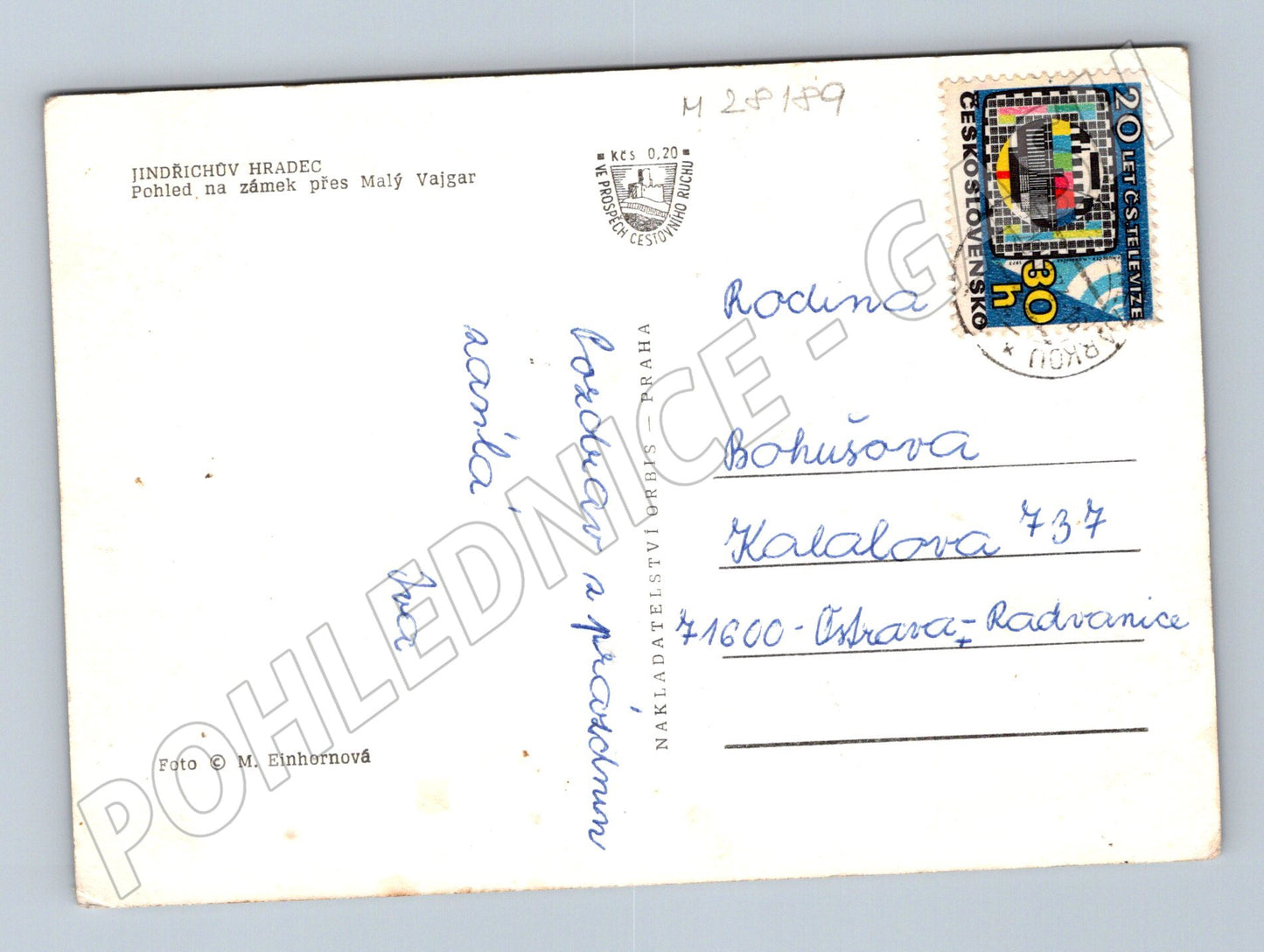 Pohlednice Jindřichův Hradec zámek přes Malý Vajgar 1973 (M28189)
