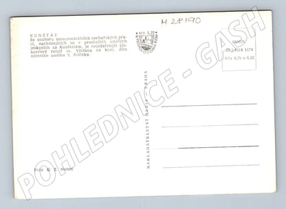Pohlednice Kunštát reliéf sv. Václava na koni (M28190)