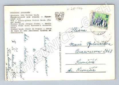 Pohlednice Krkonoše Pražská bouda zima 194x (M28194)