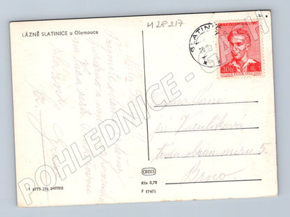 Pohlednice Slatinice u Olomouce lázně lidé (M28217)