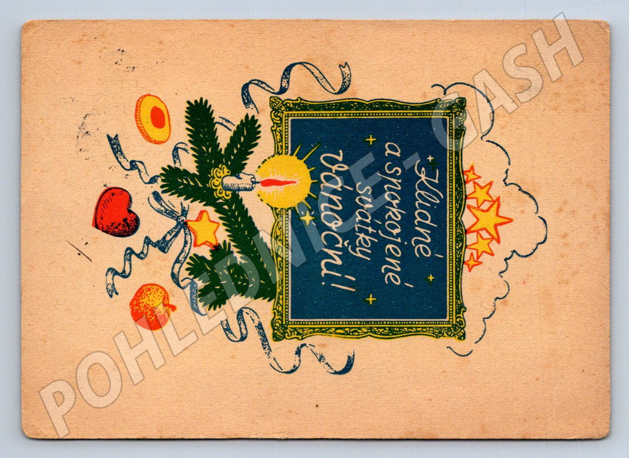 Postcard Christmas greetings Czechoslovakia (M2822)