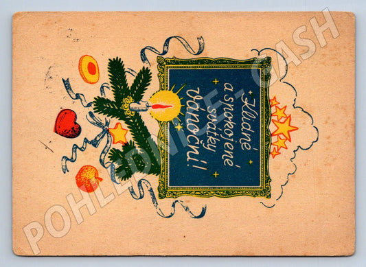 Postcard Christmas greetings Czechoslovakia (M2822)