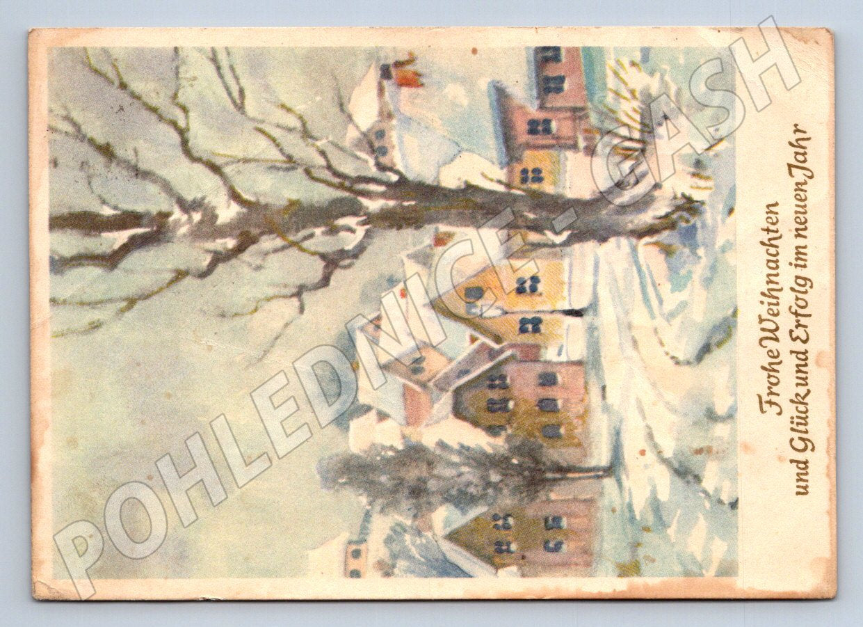 Postcard winter landscape German text Czechoslovakia (M2823)
