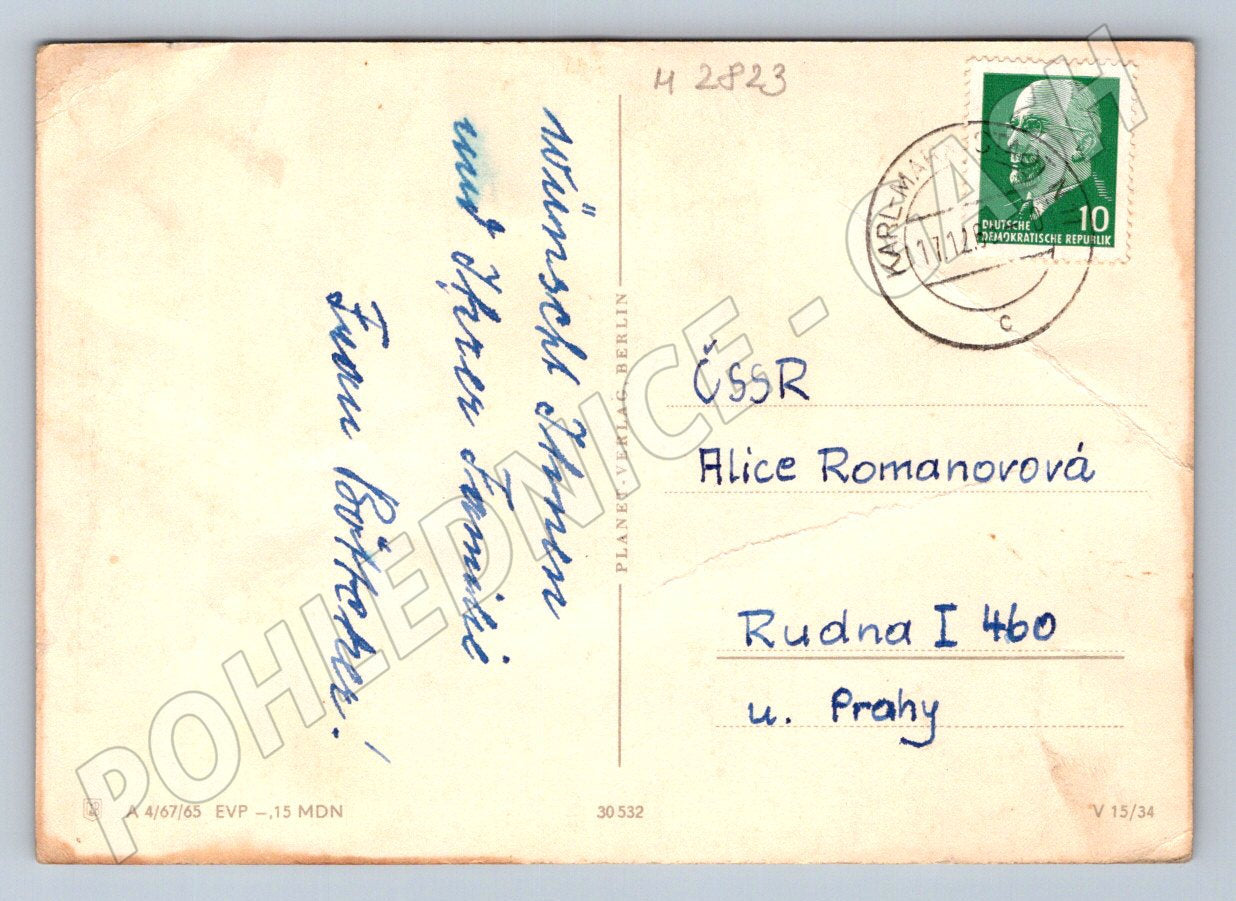 Postcard winter landscape German text Czechoslovakia (M2823)