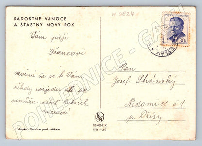 Postcard J Hapka Village under the snow (M2824)