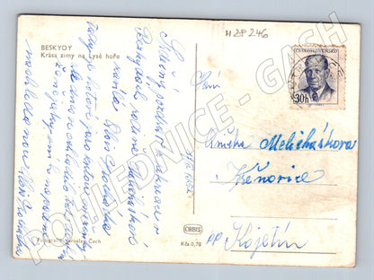 Pohlednice Beskydy Lysá hora zima 1952 (M28246)