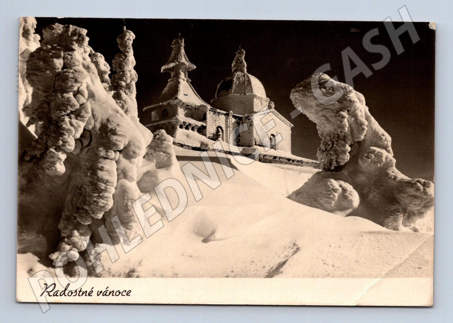 Pohlednice Radhošť kaple v zimě 1956 (M28248)