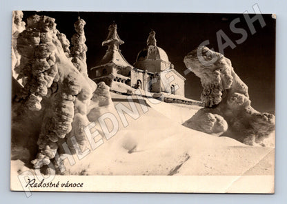 Pohlednice Radhošť kaple v zimě 1956 (M28248)
