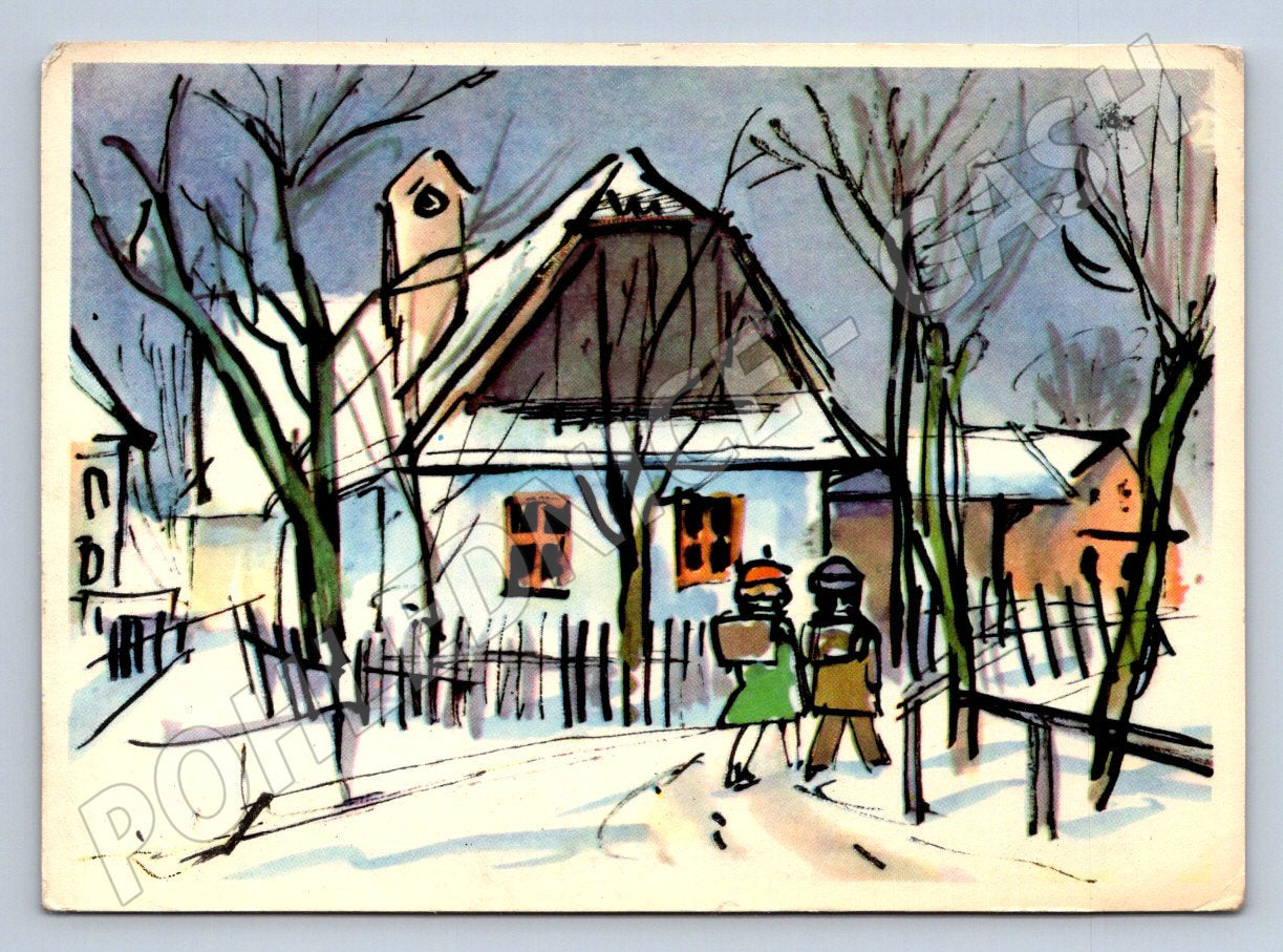 Postcard Zdeněk Baloun winter house 1965 (M2825)