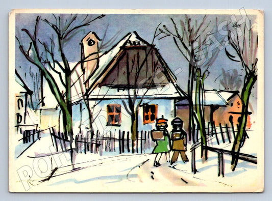 Postcard Zdeněk Baloun winter house 1965 (M2825)