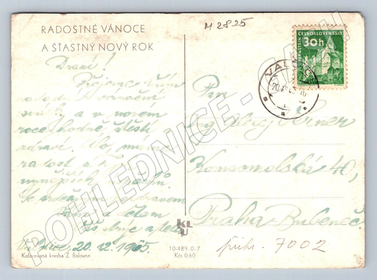 Postcard Zdeněk Baloun winter house 1965 (M2825)