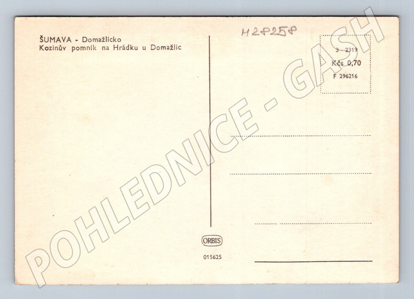 Pohlednice Domažlicko Hrádek Kozinův pomník (M28258)