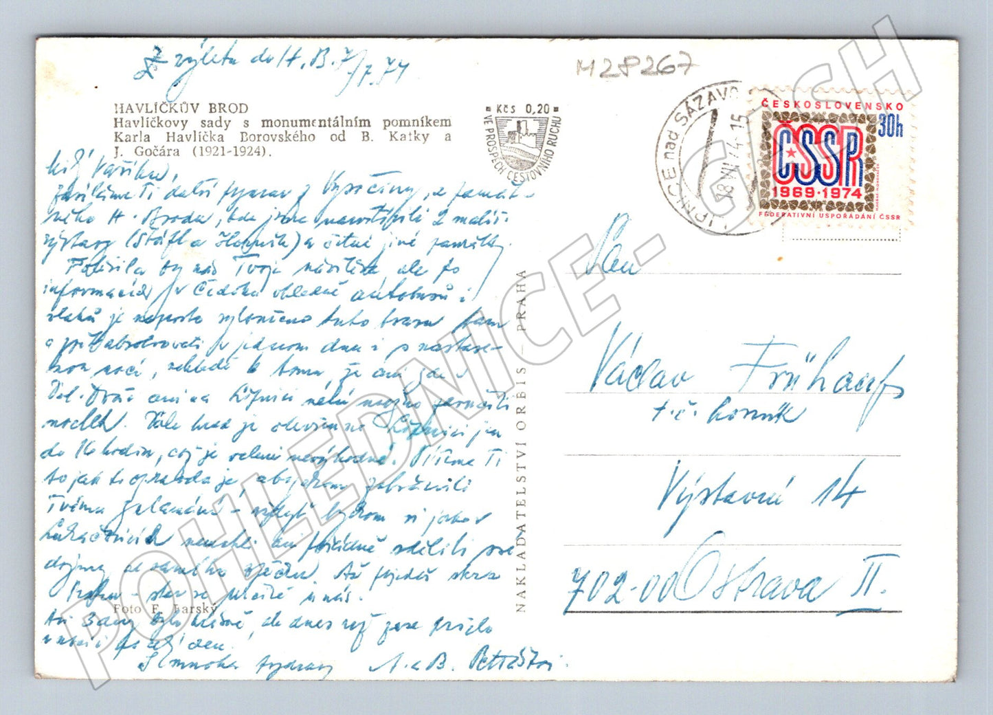 Pohlednice Havlíčkův Brod pomník Havlíčka 1975 (M28267)