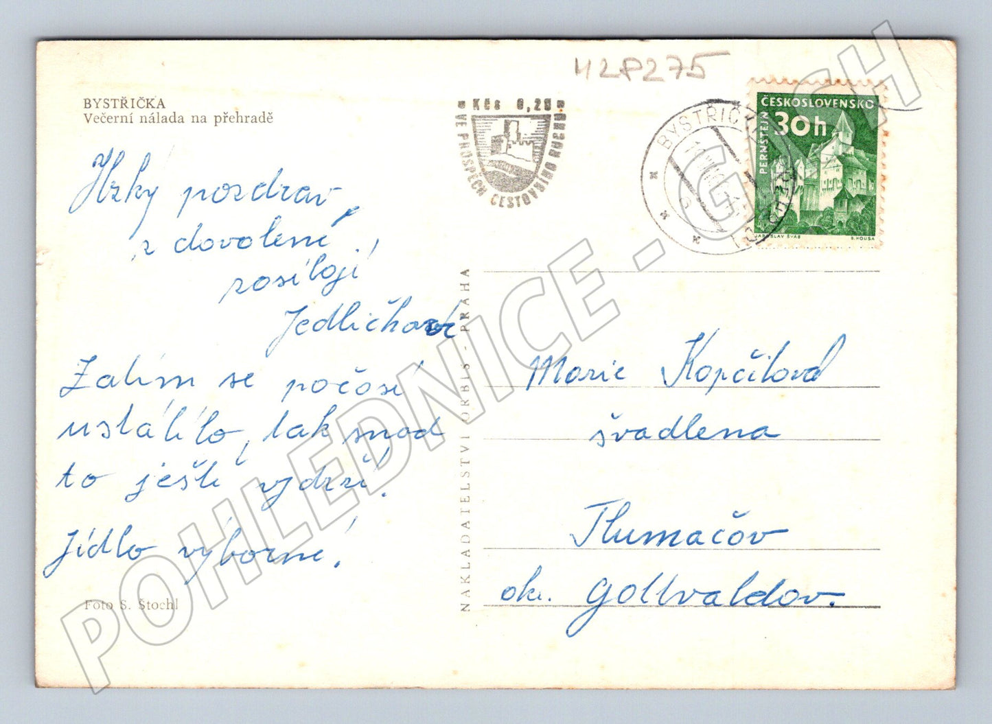 Pohlednice Bystřička přehrada večerní nálada 195x (M28275)