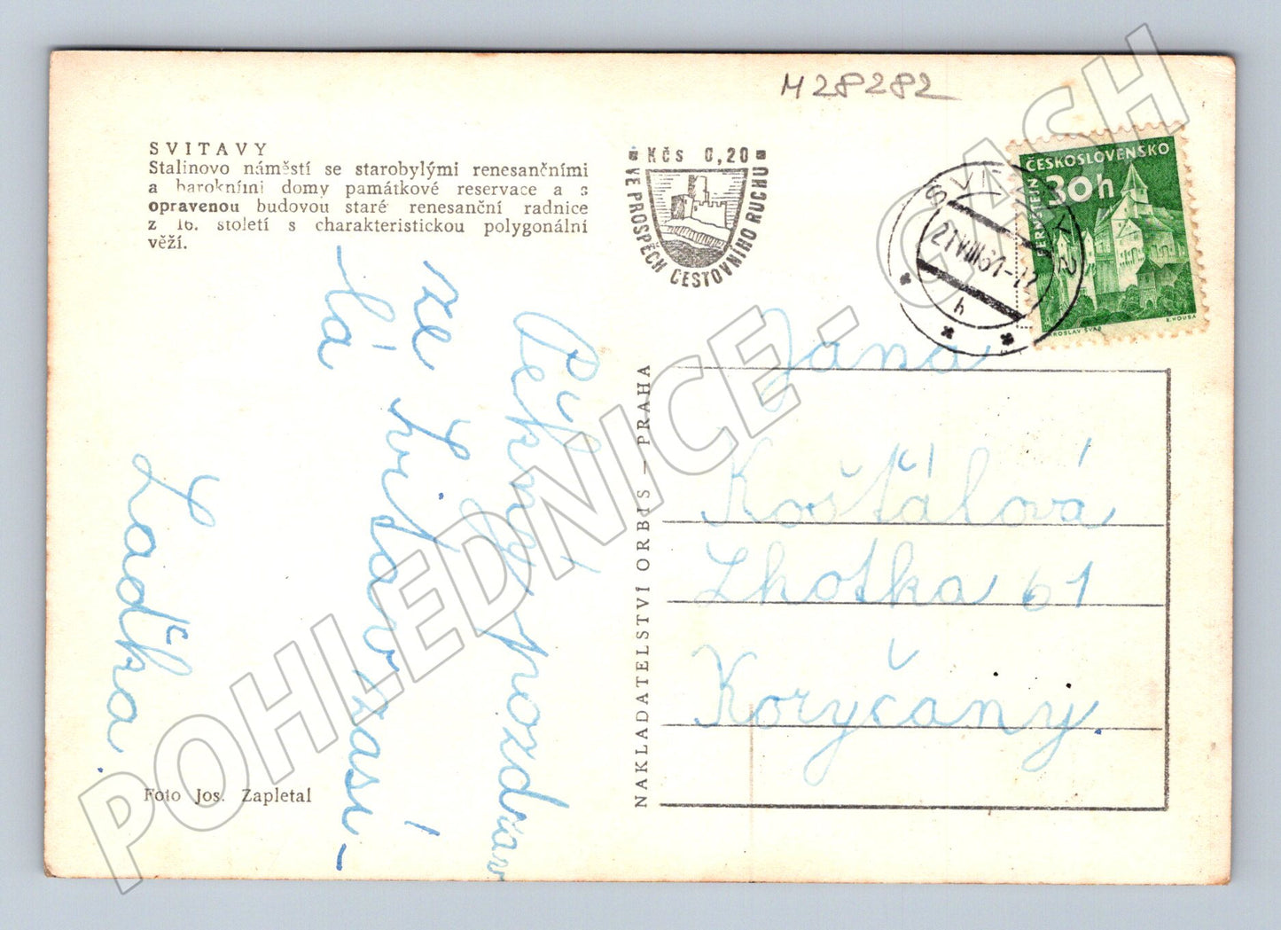 Pohlednice Svitavy Stalinovo náměstí 1957 (M28282)