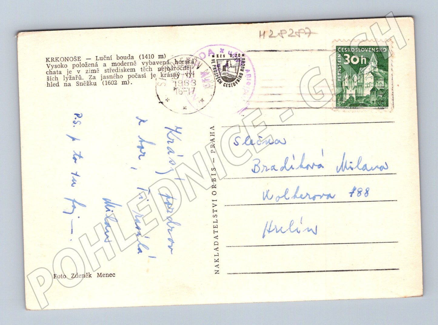 Pohlednice Krkonoše Luční bouda 1963 (M28287)