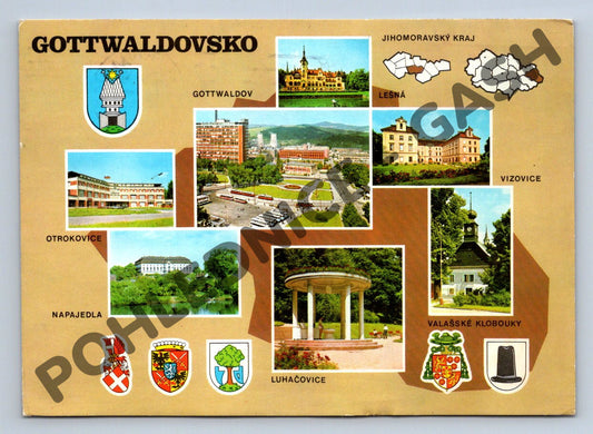 Pohlednice Gottwaldovsko – koláž míst okresu Zlín (M283)