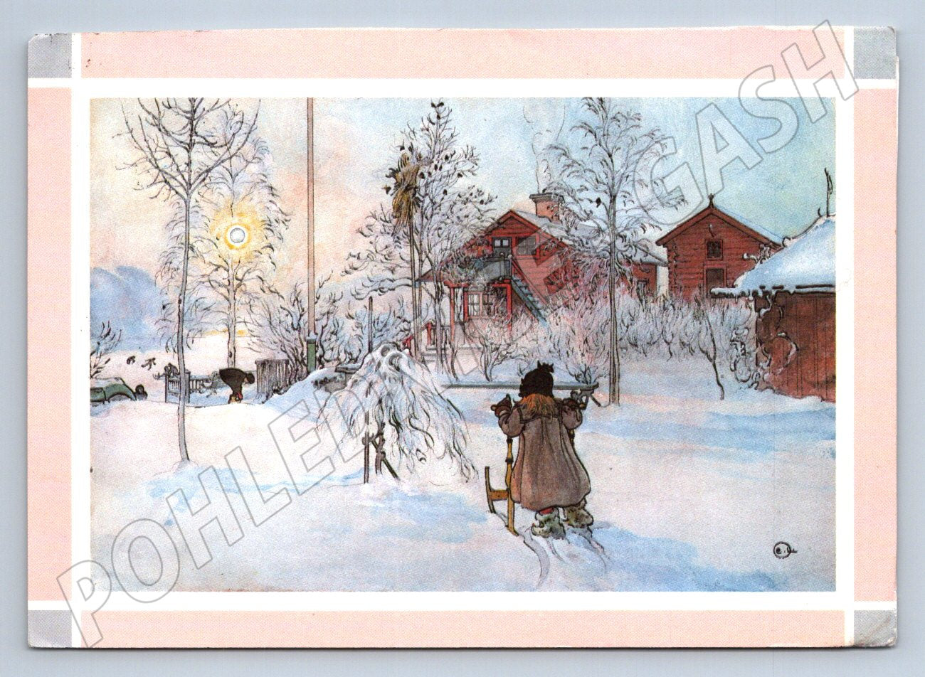 Postcard with children's motif and snowy landscape (M2830)