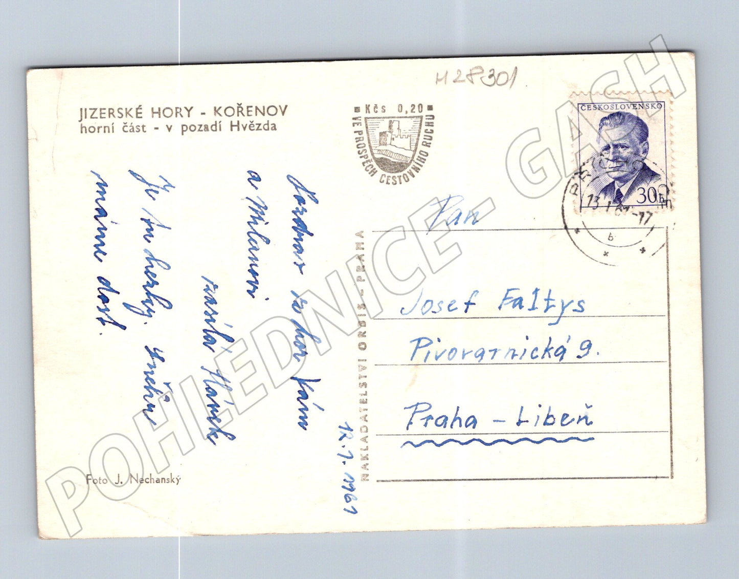 Pohlednice Kořenov Jizerské Hory zasněžená krajina 1969 (M28301)