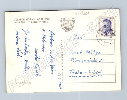 Pohlednice Kořenov Jizerské Hory zasněžená krajina 1969 (M28301)