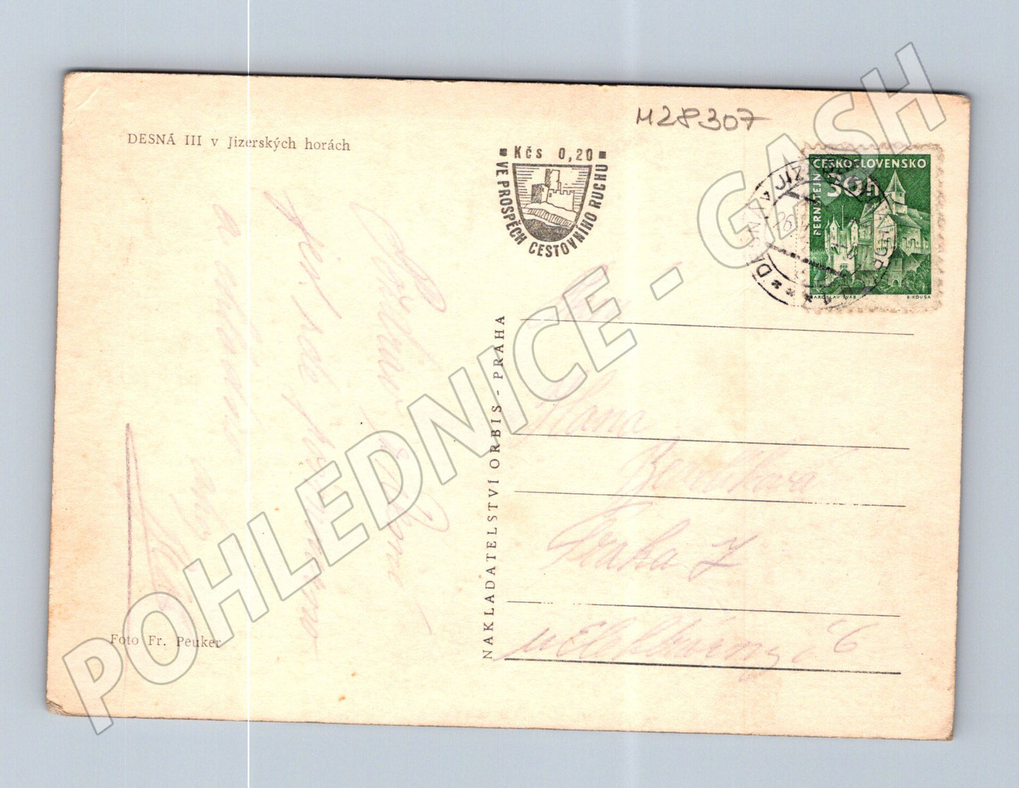 Pohlednice Desná III Jizerské hory letecký pohled 1947 (M28307)