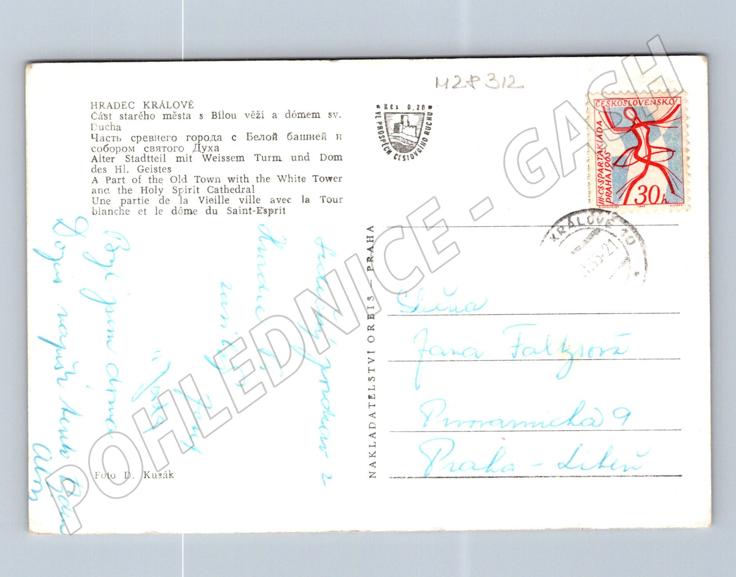 Pohlednice Hradec Králové Bílá věž a katedrála 1941 (M28312)