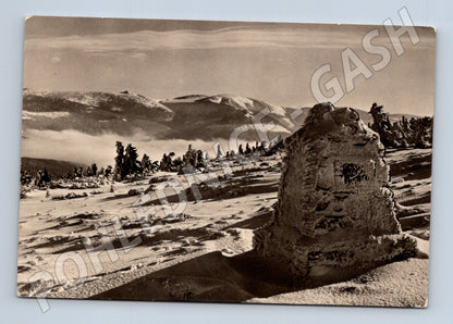 Pohlednice Krkonoše Hanova mohyla zima 1962 (M28315)