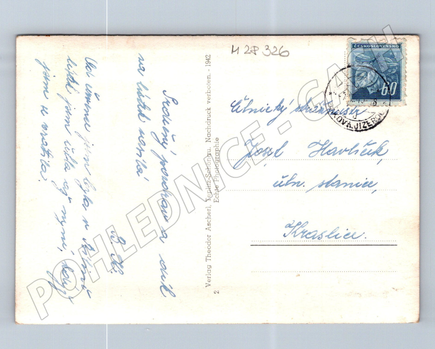 Pohlednice Teplice lázeňský areál letecký pohled 1942 (M28326)
