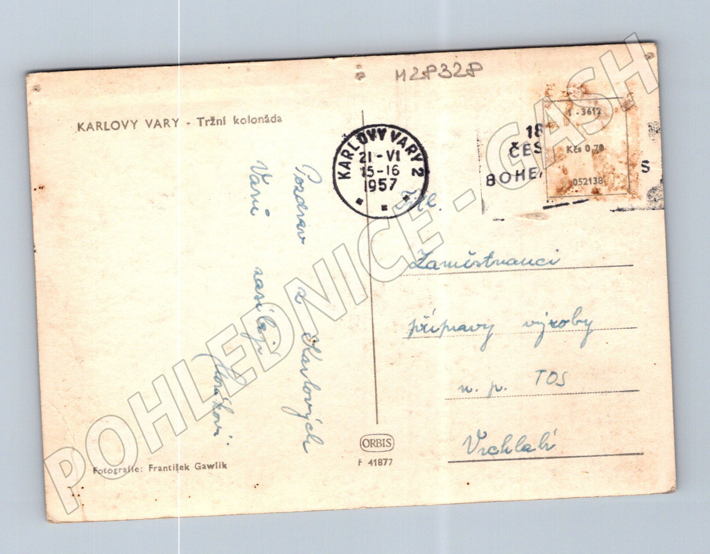 Pohlednice Karlovy Vary Tržní kolonáda 1957 (M28328)