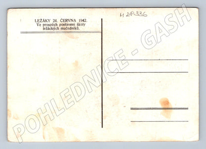 Pohlednice Ležáky 24. června 1942 dům (M28336)