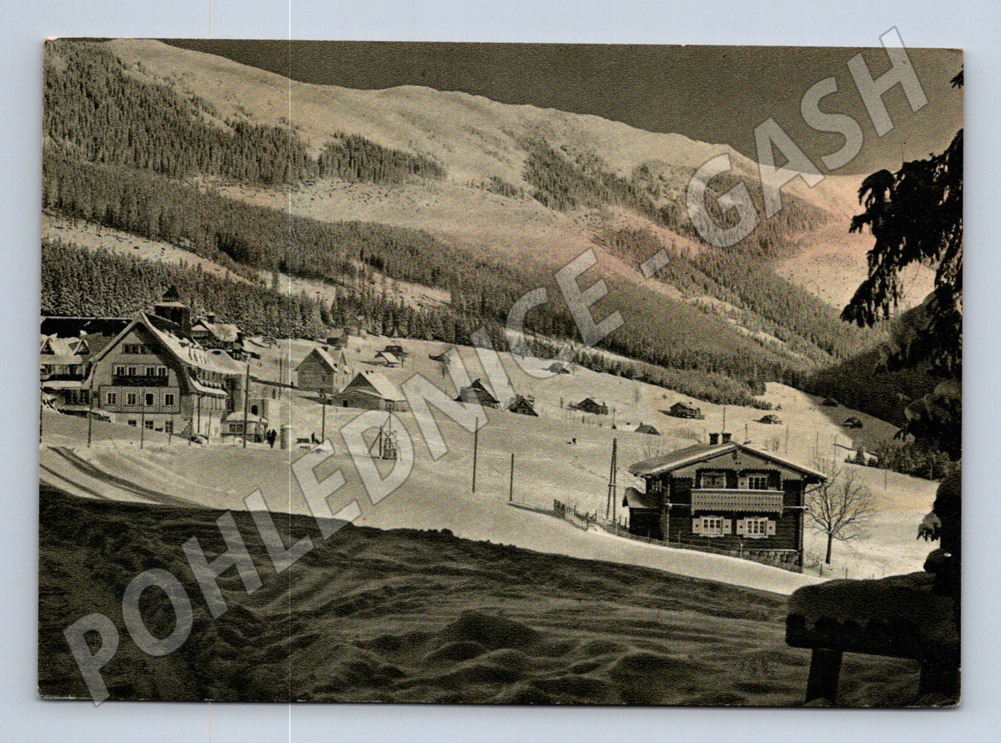 Pohlednice Krkonoše Sv. Petr zasněžená krajina cca 1950-1960 (M28345)