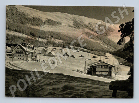 Pohlednice Krkonoše Sv. Petr zasněžená krajina cca 1950-1960 (M28345)