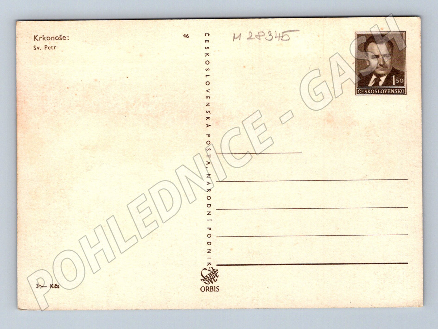 Pohlednice Krkonoše Sv. Petr zasněžená krajina cca 1950-1960 (M28345)